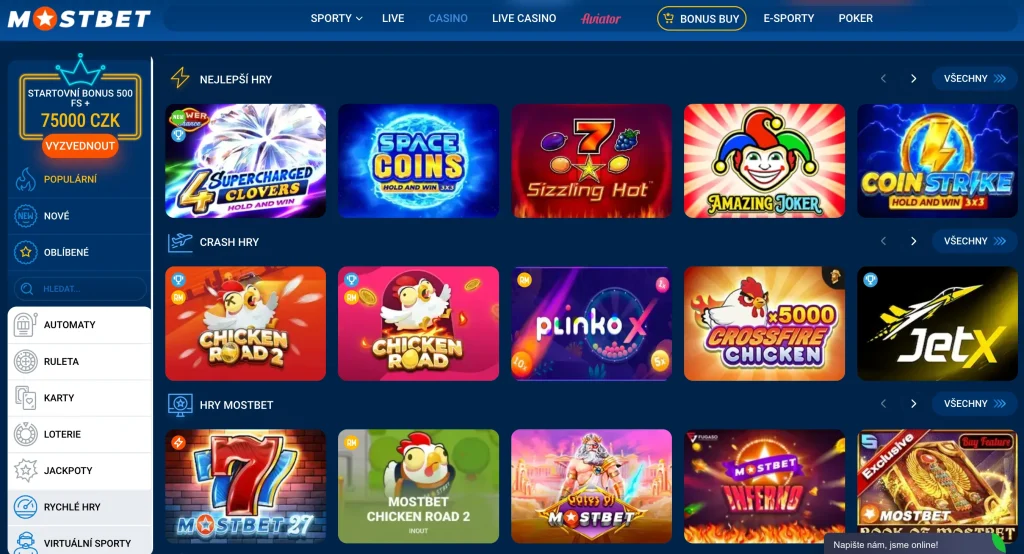 Mostbet Casino Česko hry – automaty živé kasino a sport sázky